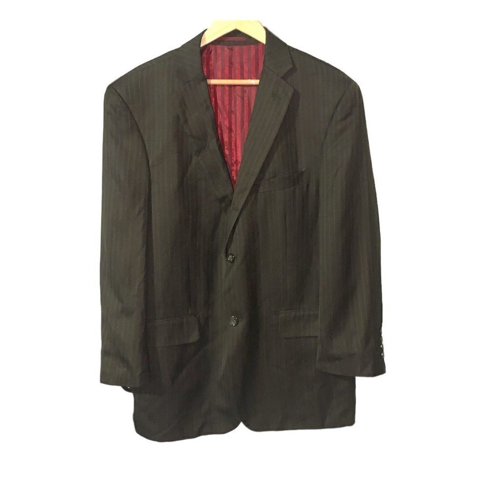 LuzzAto Brown Pinstripe Two Button Business Sports Coat Blazer Size 42 R